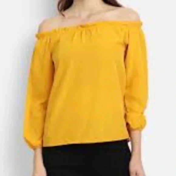 💥Moa Moa Off-Shoulders Yellow Top M - Picture 1 of 8